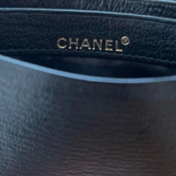 Authentic CHANEL CC Grained Leather Classic Card Holder Case Wallet Gold Black - Picture 6 of 11